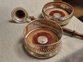 Silver Pair of Jars (Hallmarked) + a Birminghm Silver Candle Snuffer - total weight approx 260g