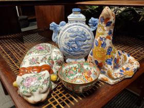 Chinese Quartet of Imari Ceramics inc B&W Moon Flask