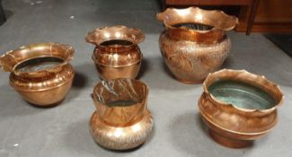 Collection of Antique & Vintage Copper Jardinieres