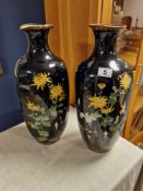 Pair of Black Chinese Cloisonne Vases - 46cm high