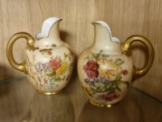 Royal Worcester Pair of Late 19th Century 1885 Ewer Pitcher Vases - marked 1094 to base - 14cm tall