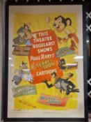Framed 1950's Terry-Toon Cartoons (20th Century Fox) Stock US One Sheet Advertising Poster (27" X 41