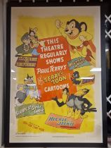 Framed 1950's Terry-Toon Cartoons (20th Century Fox) Stock US One Sheet Advertising Poster (27" X 41