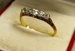 18ct Gold & Five Stone Diamond Ring, size P+0.5 & 2.85g