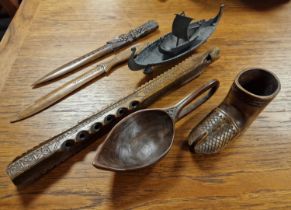Norwegian Norway Assortment of Wooden Carved Wood and Metallic Collectables