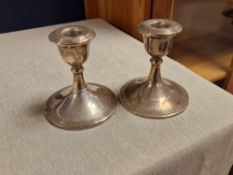 Silver Pair of 1920's Sterling (Chester) Candlesticks - 500g combined
