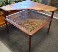 Peter Hvidt + Orla Molgaard for France & Son (Denmark, 1957) Triangular 2-layer coffee table, measur