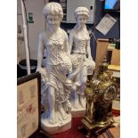 Pair of Fireside Roman or Greek Parianware Style Wine Grape Seller Figures - 76cm high