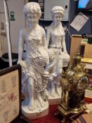 Pair of Fireside Roman or Greek Parianware Style Wine Grape Seller Figures - 76cm high