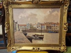Don Micklethwaite (1936-) Framed Harbour Scene Oil on Canvas