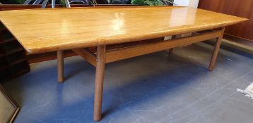 G-Plan style Vintage Beech coffee table, maker Grete Jalk, measuring L165 x W80 x H46cm