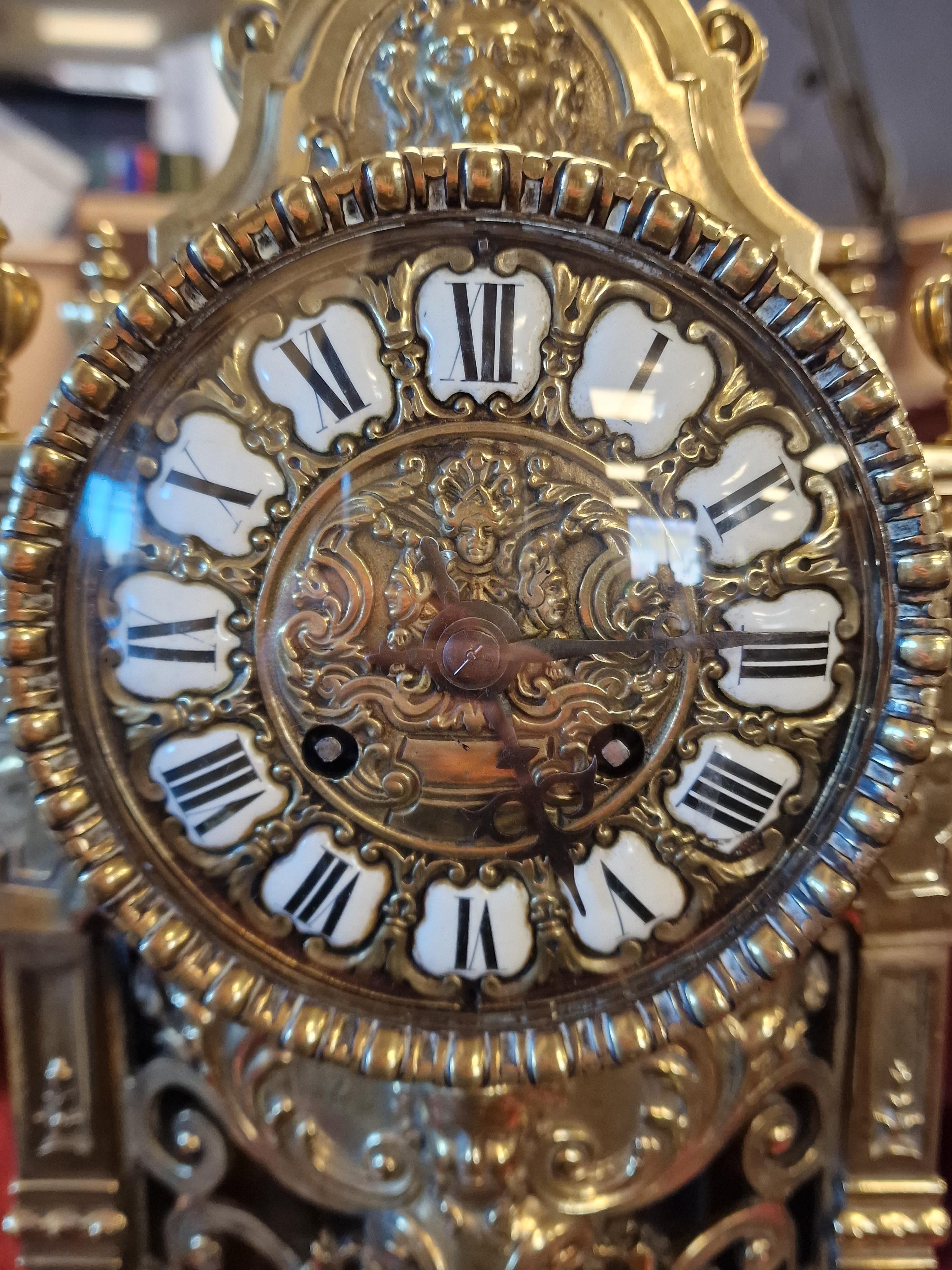 Large Antique Gilt Brass Jean Francois Deniere of Paris Signed Ormulu Mantel Clock - Image 2 of 5