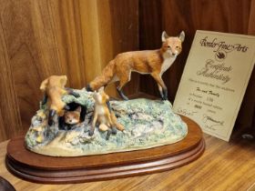 Border Fine Arts Rare Fox & Family Figure - VGC w/certificate