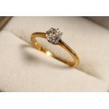 18ct Gold & Diamond Solitaire Engagment Ring, size i+0.5