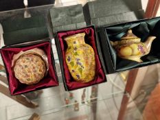 Trio of Georgina Winkley Handpainted Royal Worcester Style Tea Miniatures