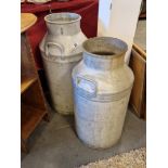 Vintage Pair of Aluminium Milk Churns - 72 and 67cm tall