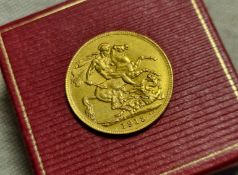Gold 22ct 1913 Full Sovereign Coin, 8.00g, unboxed
