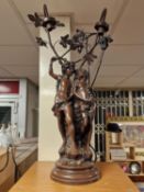 Large Bronzed Classical Scene Lamp
