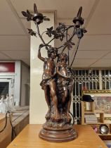 Large Bronzed Classical Scene Lamp