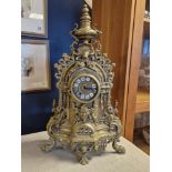 Hermle FHS Large 1930's Brass Germany Rococo Clock - 60cm high