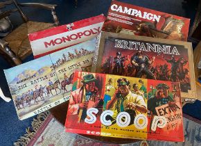 Group of Five Waddingtons and other Board Games and Strategic Games, inc Britannia, Campaign, Scoop,