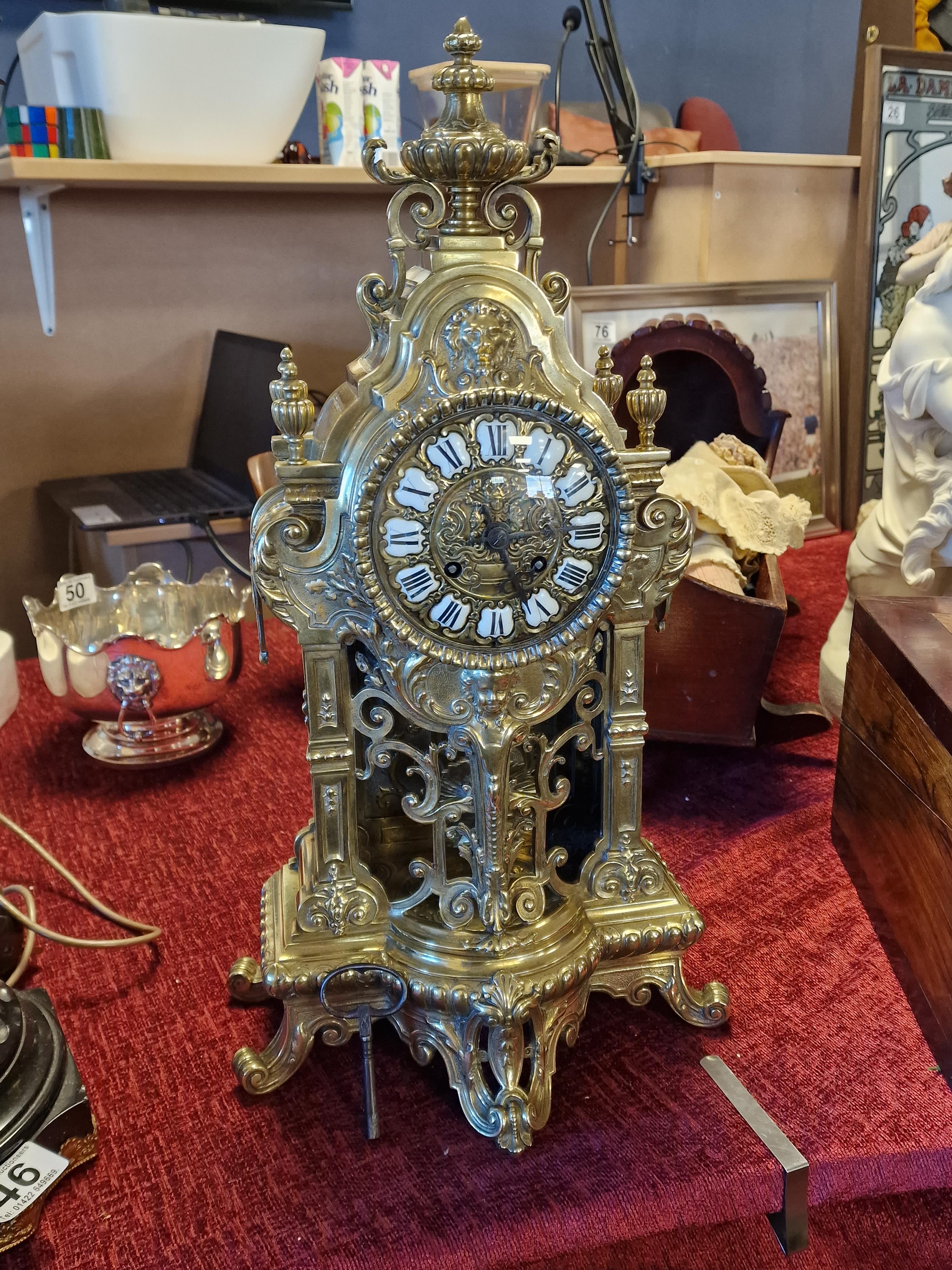 Large Antique Gilt Brass Jean Francois Deniere of Paris Signed Ormulu Mantel Clock