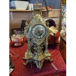 Large Antique Gilt Brass Jean Francois Deniere of Paris Signed Ormulu Mantel Clock