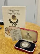 Pobjoy Mint Cased Sterling Silver Proof Isle of Man 50p Christmas Coin (21.33g inc case) + the Repli