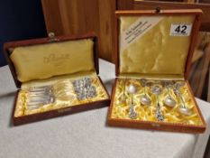 Fritz Schmidt Pair of 800 Silver Boxed Cutlery Sets - 170g combined