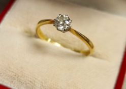 18ct Gold & Diamond Solitaire Engagement, size O