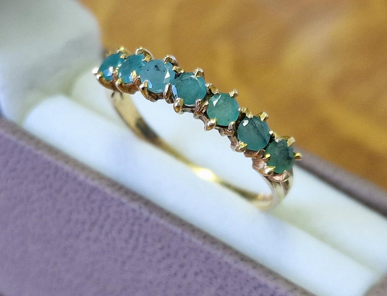 9ct Gold & Seven Emerald Half Eternity Ring, size N+0.5