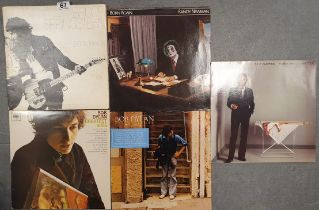 Collection of 5 Vinyl LP Records by Rock male singer/songwriters, incl. Bob Dylan, Eric Clapton, Bru