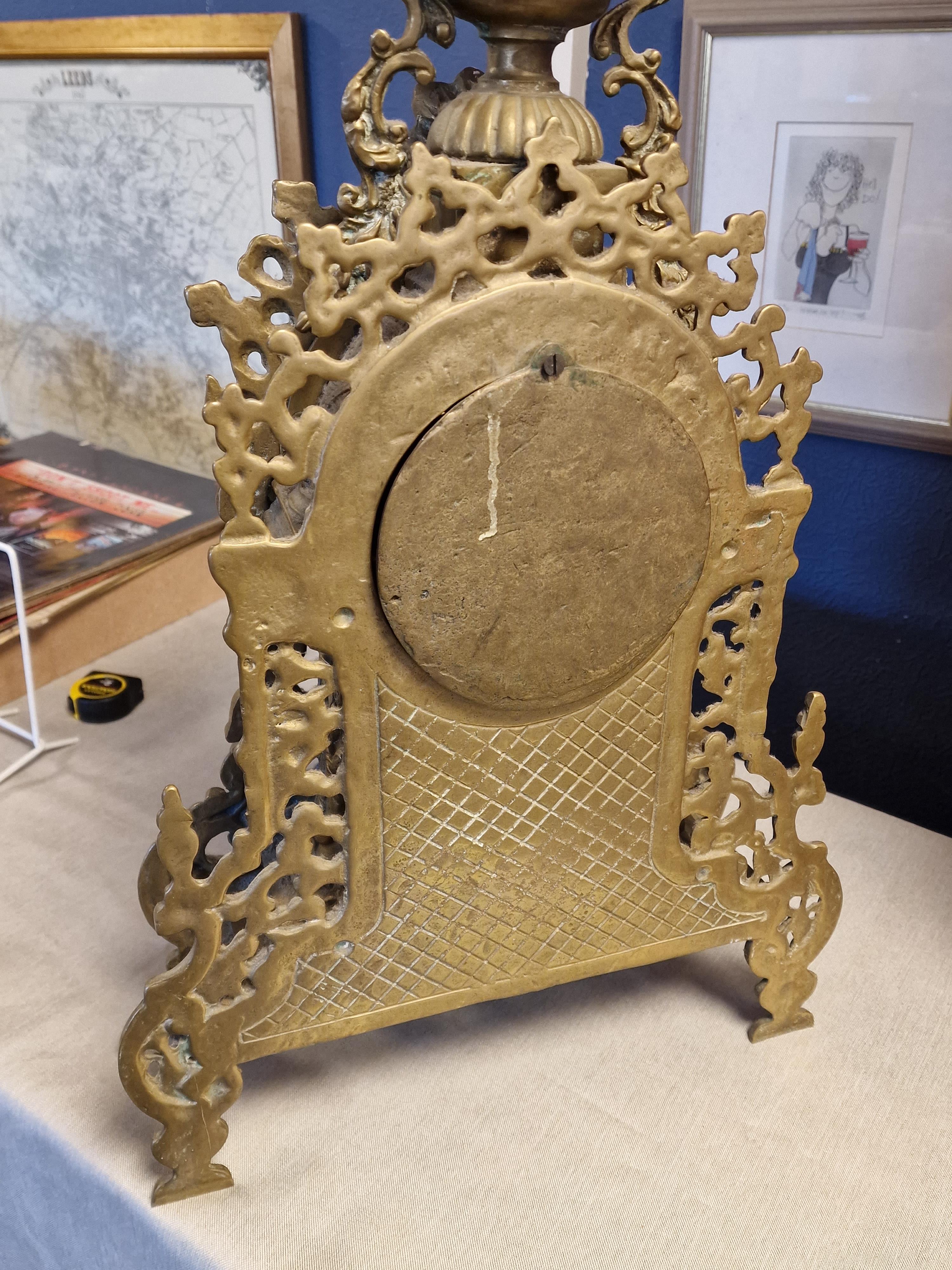 Hermle FHS Large 1930's Brass Germany Rococo Clock - 60cm high - Image 3 of 4