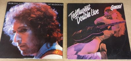 2 live Vinyl Record LPs, comprising Bob Dylan 'Live at Budokan' [CBS 96004] and Ted Nugent 'Gonzo' [