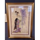 Haruyo Morita (1945-) Japanese Oriental Geisha Art - 128x89cm inc frame