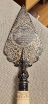 Silver Antique Todmorden Detail Commemorative Trowel - 206g - Local West Yorkshire Calder Valley Int