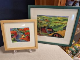 David Hockney Pair of 1997 Prints 'Road to York Trough Sledmere' and 'Road Across the Wolds' - 28.5x