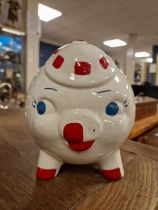 Vintage White Piglet Ceramic Money Box