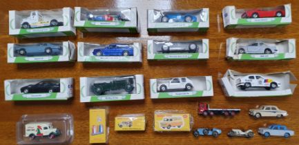 Good collection of 21 mostly-boxed Corgi and Dinky diecast cars, vans and trucks