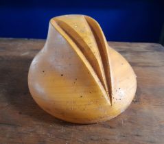 Milliner's Hat Making Crown Block - marked 'Marie Flanagan', 18h x 10.5d cm