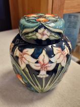 Moorcroft 1996 Floral Ginger Jar, markd 824 to base, 7" high