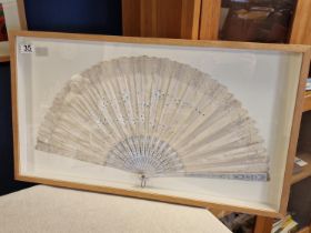 Framed Antique Fan - 75x43cm inc frame