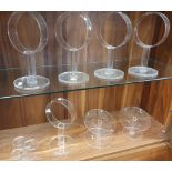 8 Milliners Hat Display Stands in clear perspex