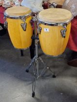 Pair of Sonor 'Champion' Bongo Drums Musical Instrument - 87cm high