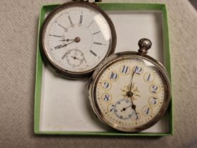 Silver 800 Quality Pocketwatch Pair inc a Neuchatel Silver Swiss Pocketwatch - 180.7g combined