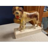 Hennessy Whisky Advertising Pottery Dog - 26x8.5cm by 25cm high - Breweriana Interest