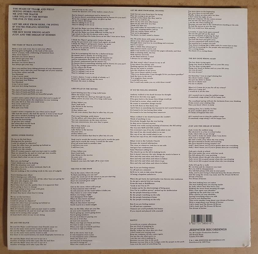 Belle & Sebastian Vinyl LP Record 'If You're Feeling Sinister' [Jeepster, JPRLP001] - Image 2 of 2