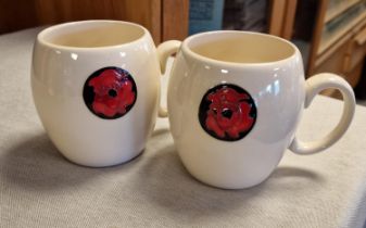 Moorcroft Pair of Flamminian Ware Revival Mugs, by Emma Bossons (1st Qual) - 3.75" high