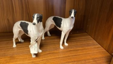 Pair of Border Fine Arts A1397 Greyhound Standing Black & White. Unboxed