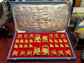 Antique Chess Set, Indian, Oriental and Wood Carved - King measures 10cm high